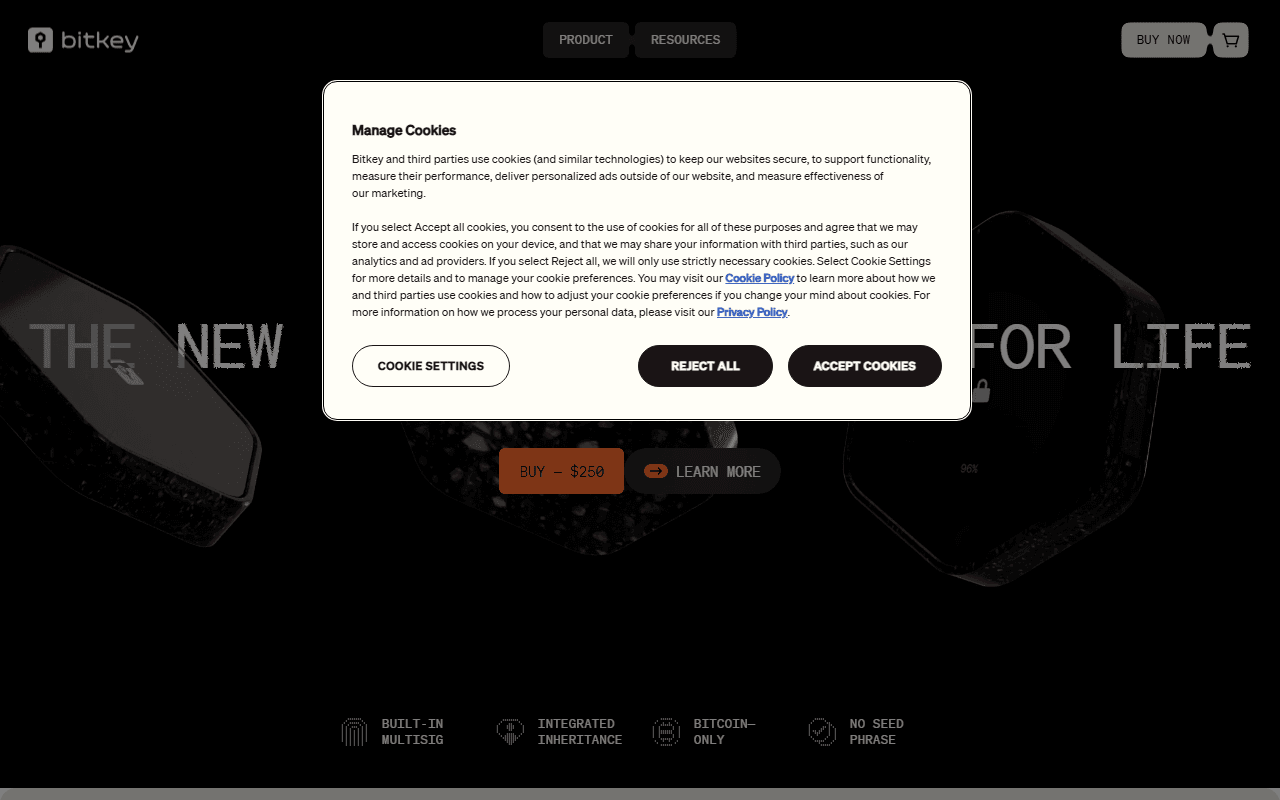 Bitkey sponsor landing page advertised on What Bitcoin Did