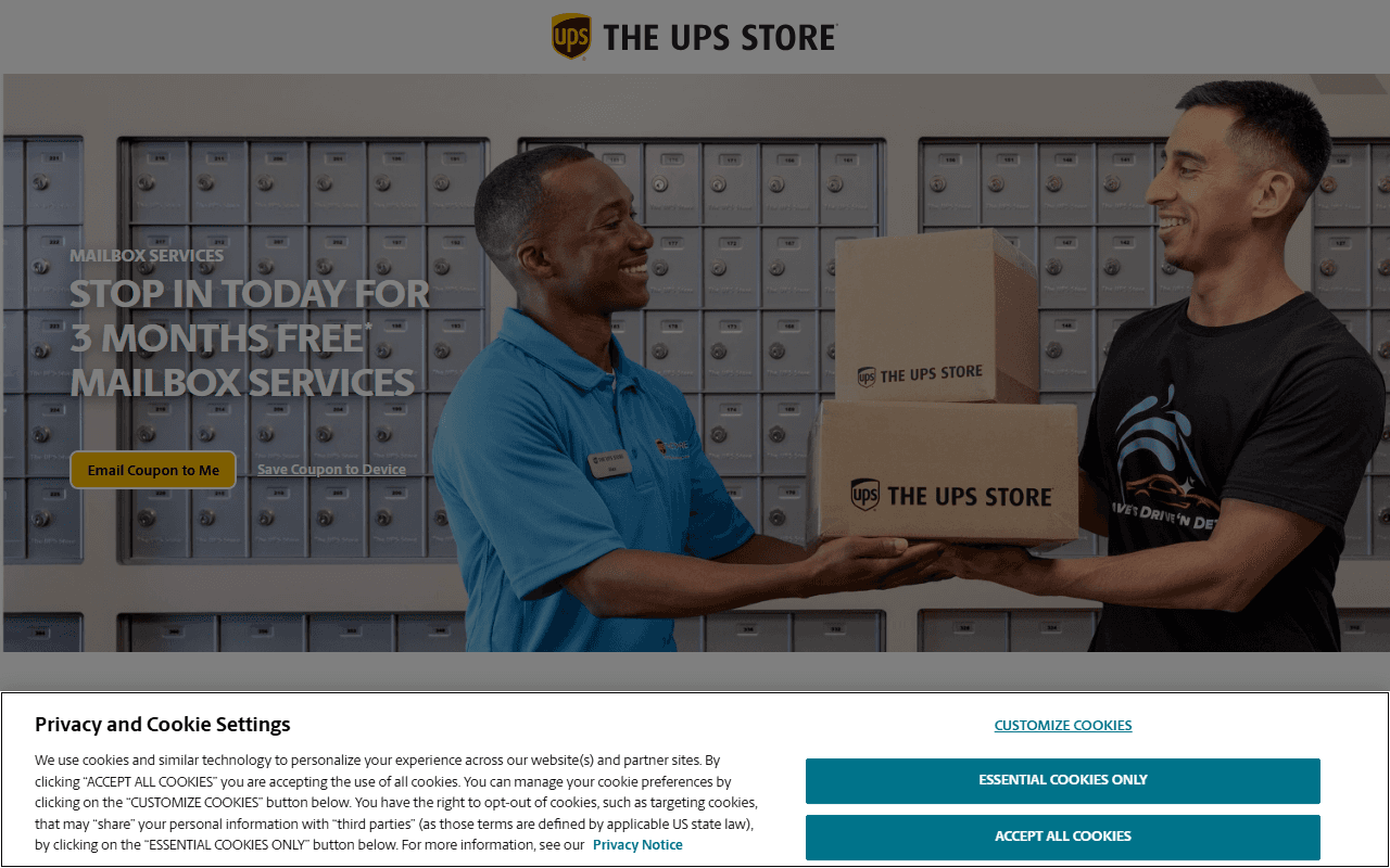 The UPS Store sponsor landing page advertised on Machine Learning Street Talk (MLST)