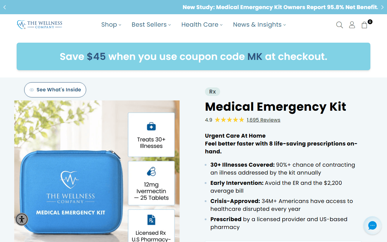 The Wellness Company sponsor landing page advertised on The Megyn Kelly Show