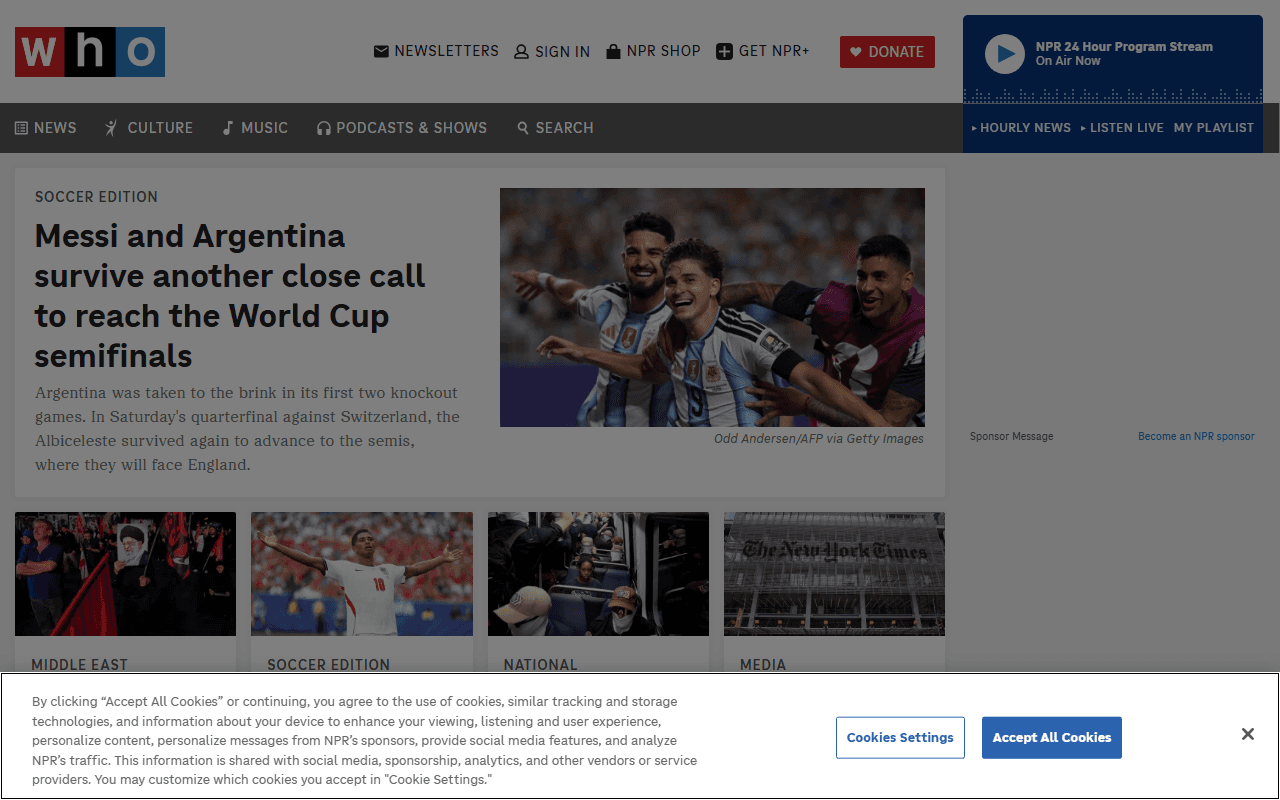 Amazon Prime sponsor landing page advertised on NPR News Now