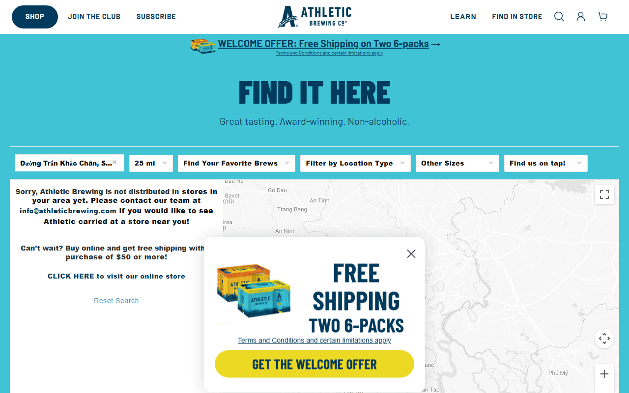 Athletic Brewing Company sponsor landing page advertised on Modern Wisdom