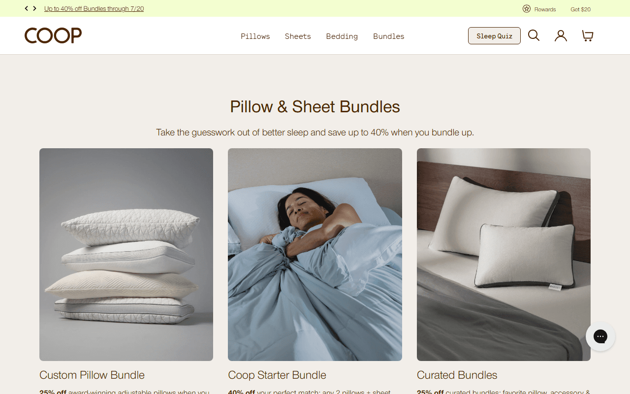 Coop Sleep Goods sponsor landing page advertised on Conan O’Brien Needs A Friend