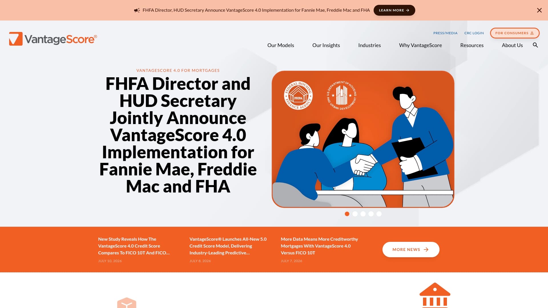 VantageScore sponsor landing page advertised on Marketplace