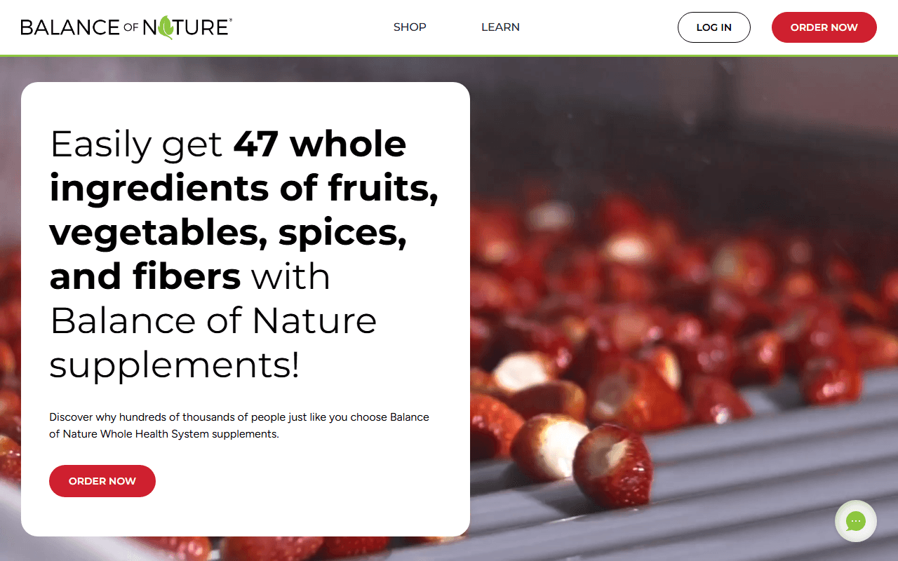 Balance of Nature sponsor landing page advertised on The Matt Walsh Show