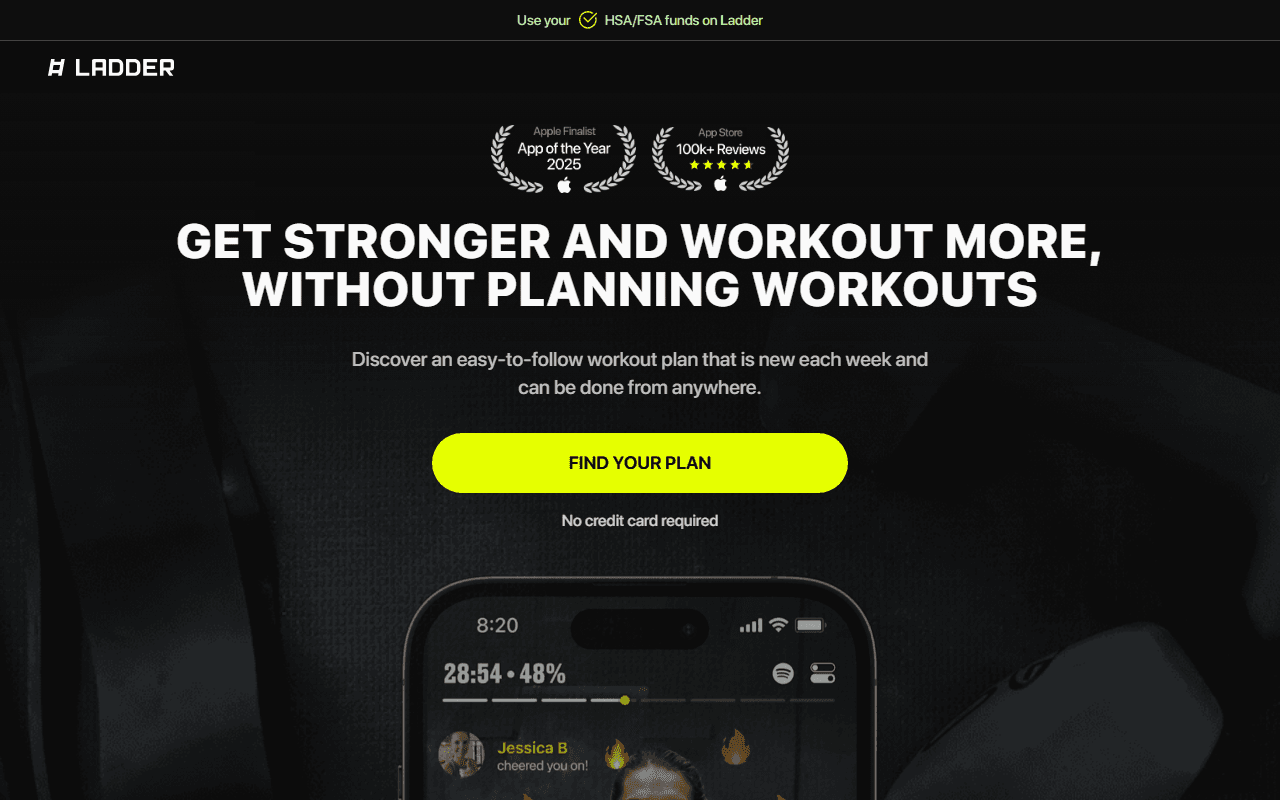Ladder sponsor landing page advertised on Juicy Scoop with Heather McDonald