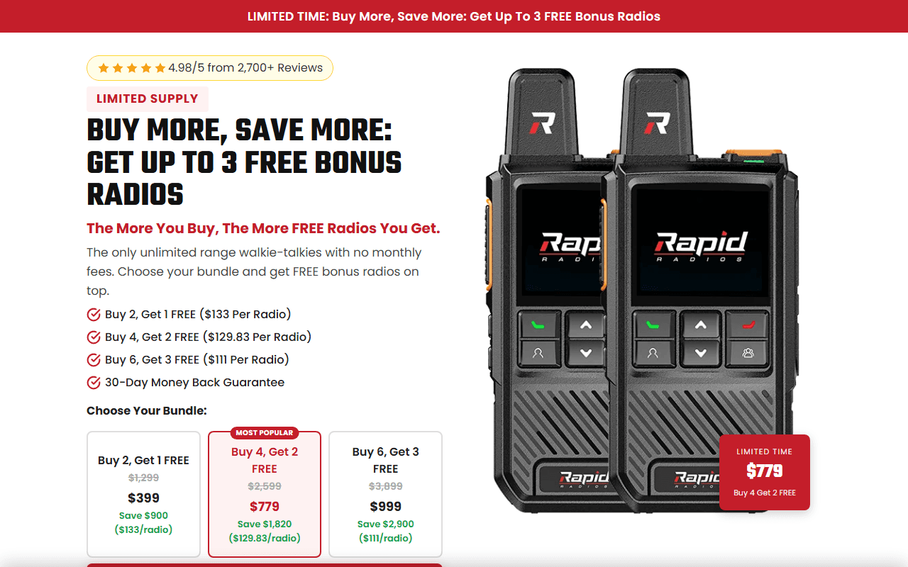 Rapid Radios sponsor landing page advertised on Verdict with Ted Cruz