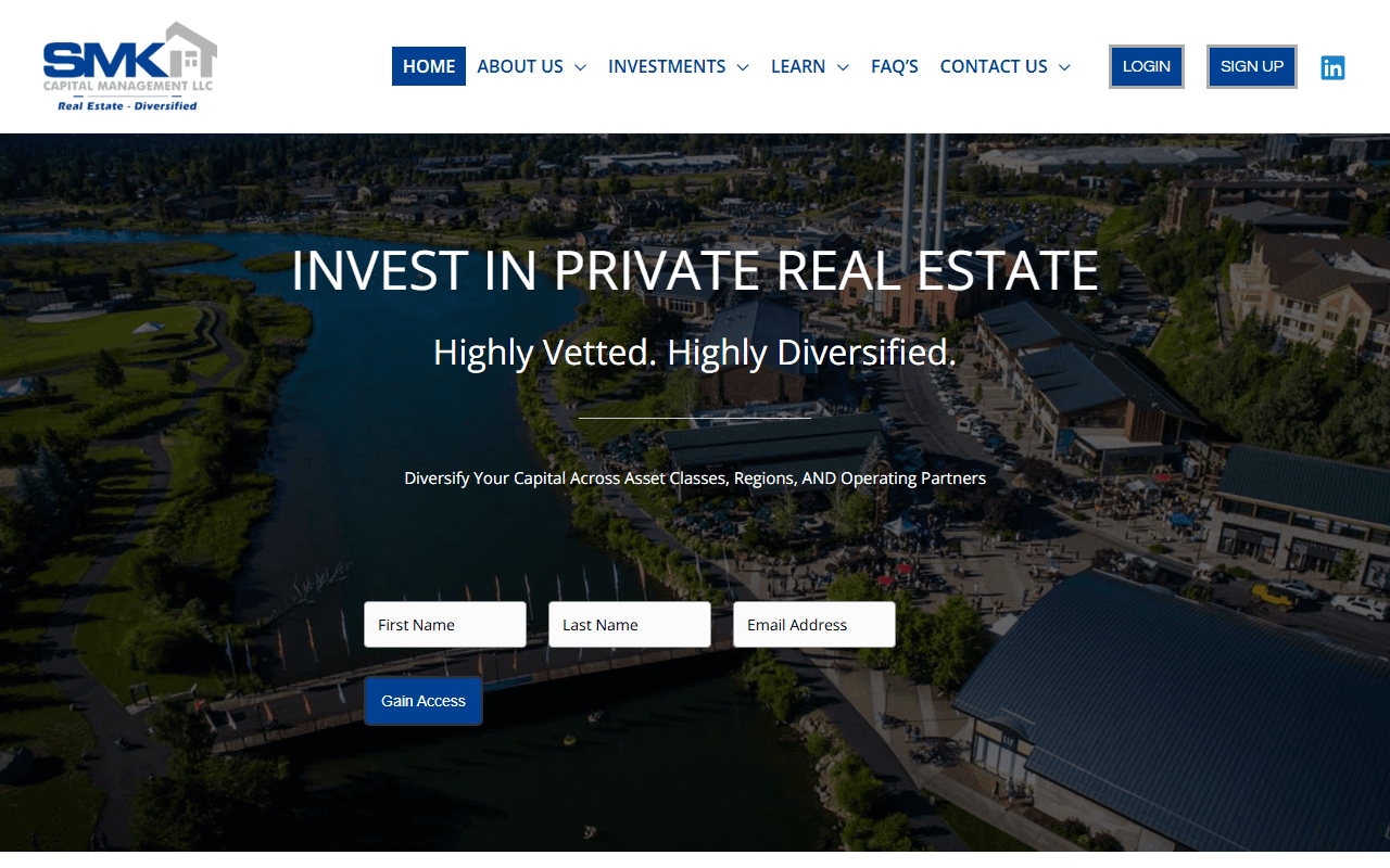 SMK Capital Management sponsor landing page advertised on From Underdog to Entrepreneur: Building Dreams with Pat Miller