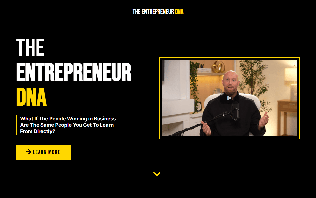 The Entrepreneur DNA Community sponsor landing page advertised on The Entrepreneur DNA
