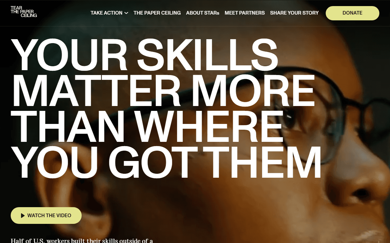 Opportunity at Work and the Ad Council sponsor landing page advertised on Inside with Jen Psaki