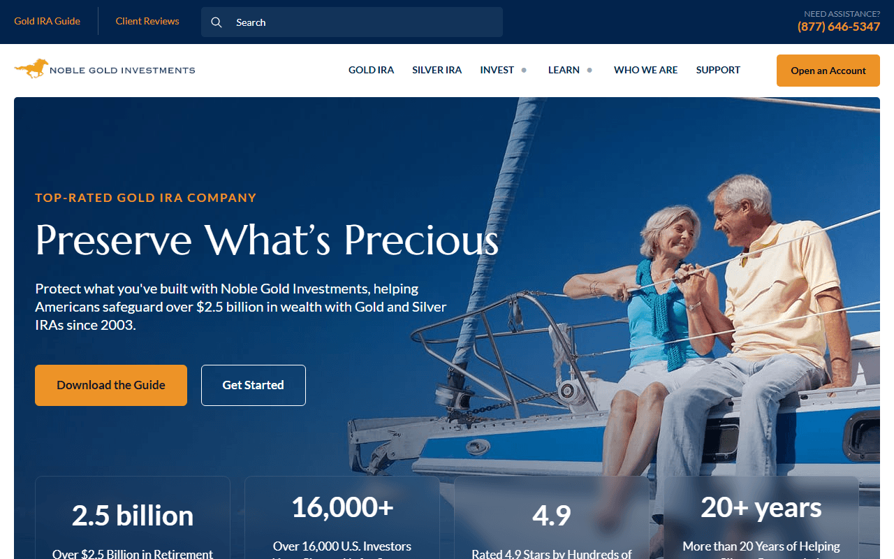 Noble Gold Investments sponsor landing page advertised on The Charlie Kirk Show