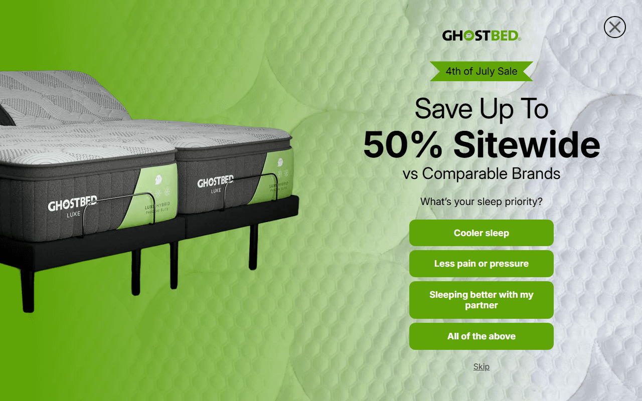GhostBed sponsor landing page advertised on Mark Levin Podcast