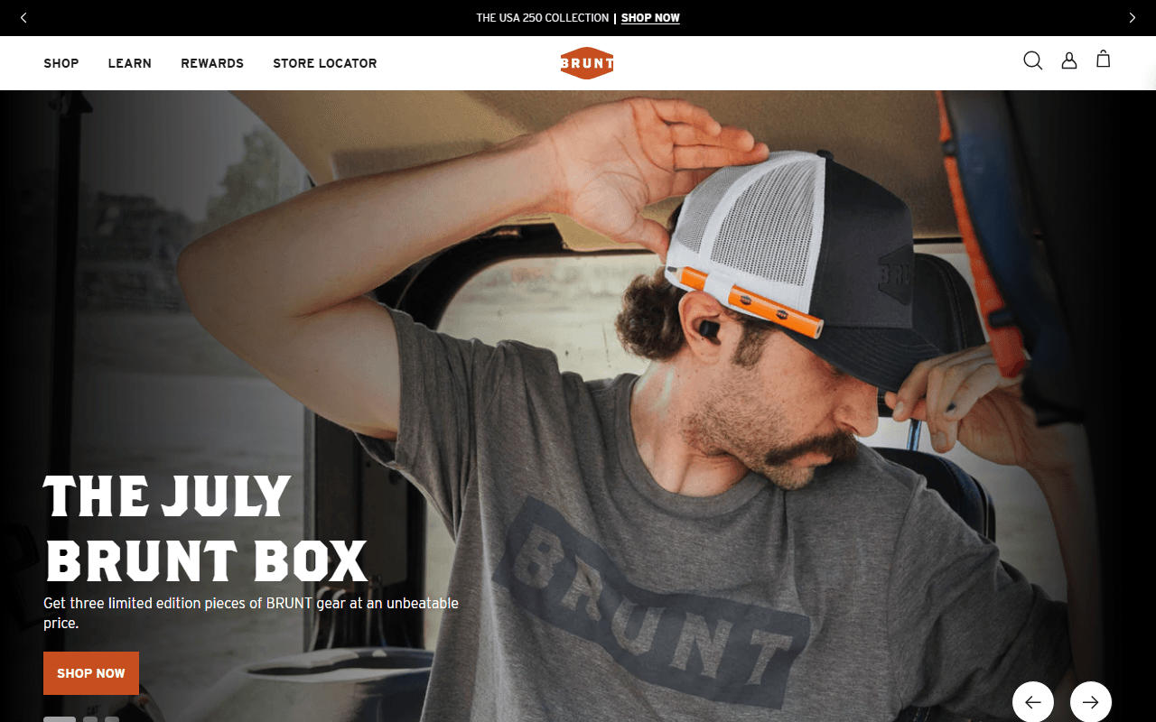 Brunt Workwear sponsor landing page advertised on Mystery Boys w/ Kurt Metzger & Duncan Trussell