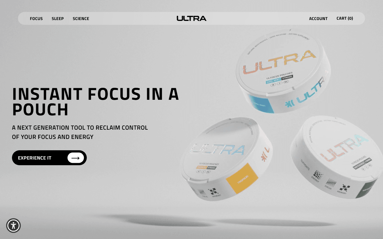 Ultra Pouches sponsor landing page advertised on Story Warz