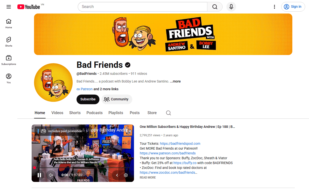 The Bad Game Show sponsor landing page advertised on Monday Morning Podcast
