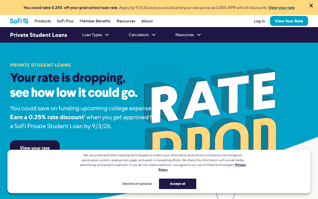 SoFi sponsor landing page advertised on Almost Athletes with Dude Perfect