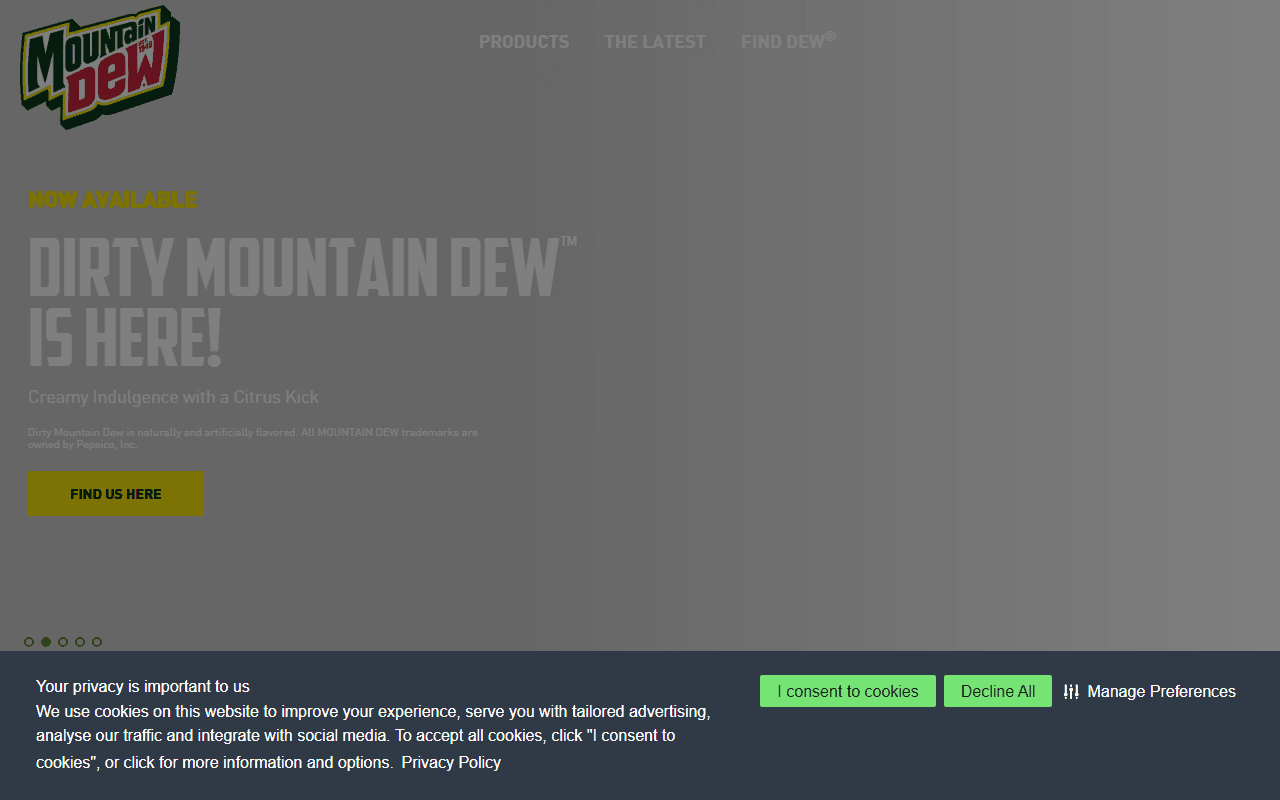 Mountain Dew sponsor landing page advertised on This Past Weekend w/ Theo Von