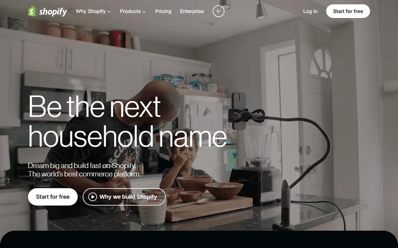 Shopify sponsor landing page advertised on Your Mom's House with Christina P. and Tom Segura