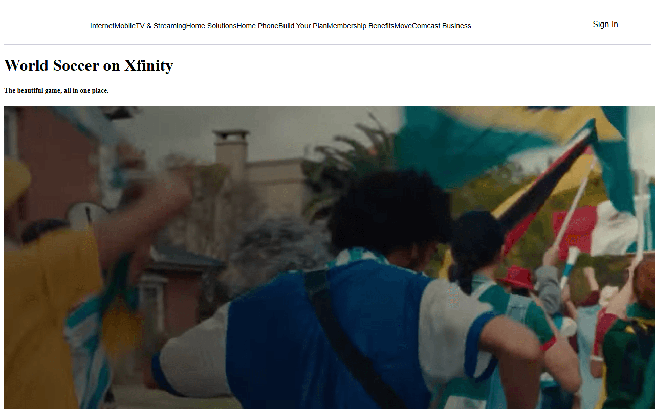Xfinity sponsor landing page advertised on New Heights with Jason and Travis Kelce