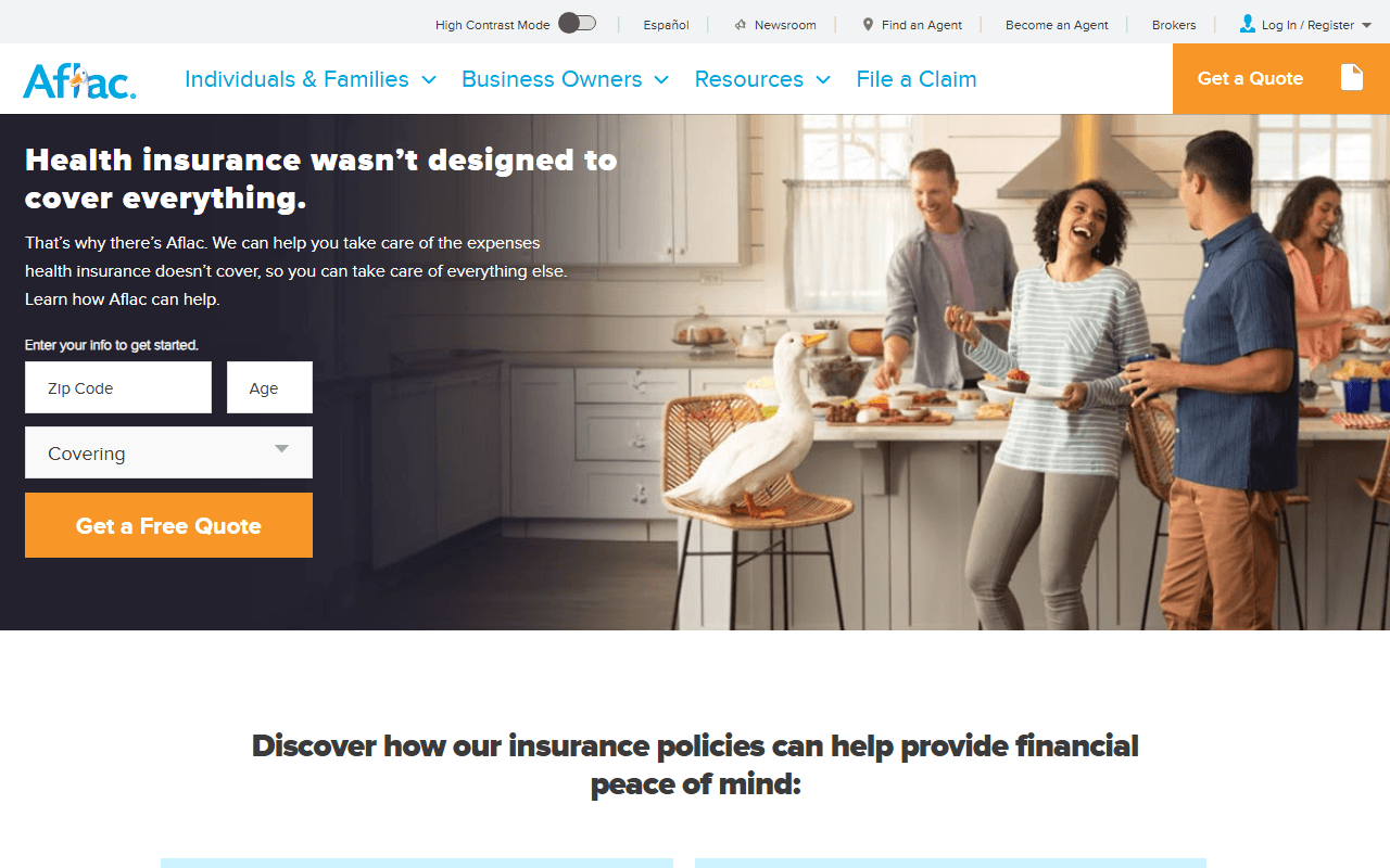 Aflac sponsor landing page advertised on Morning Brew Daily