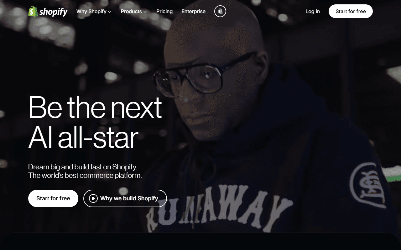 Shopify sponsor landing page advertised on Young and Profiting with Hala Taha
