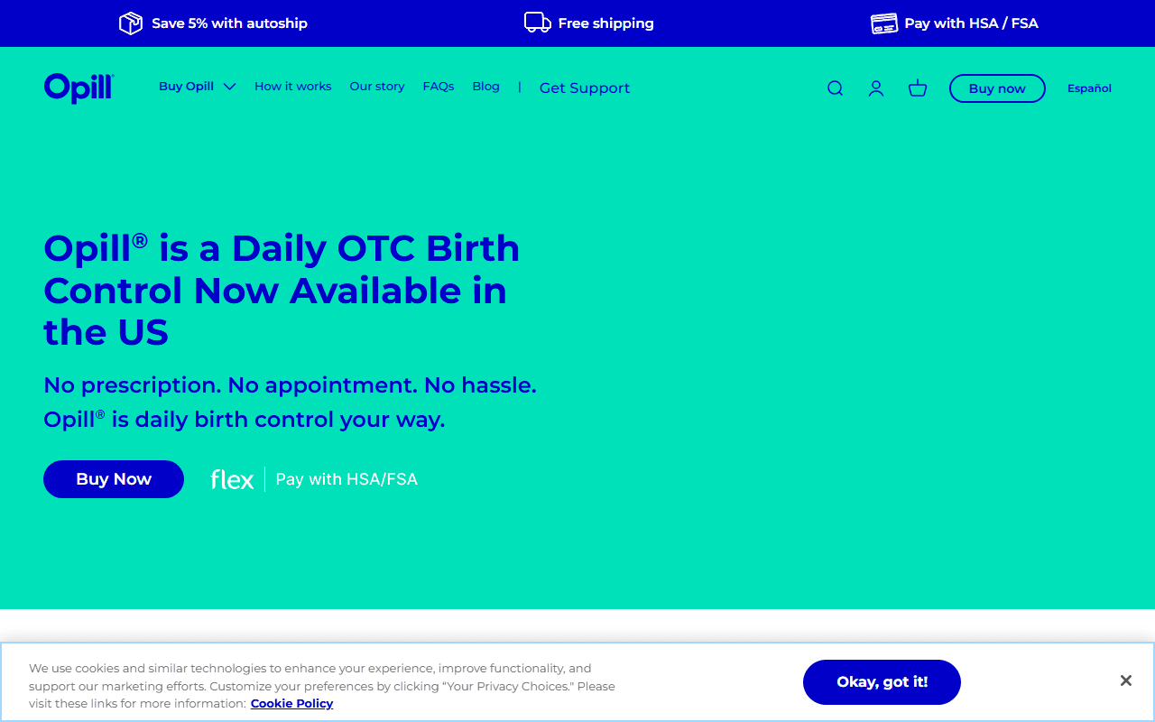 Opill sponsor landing page advertised on Watch What Crappens
