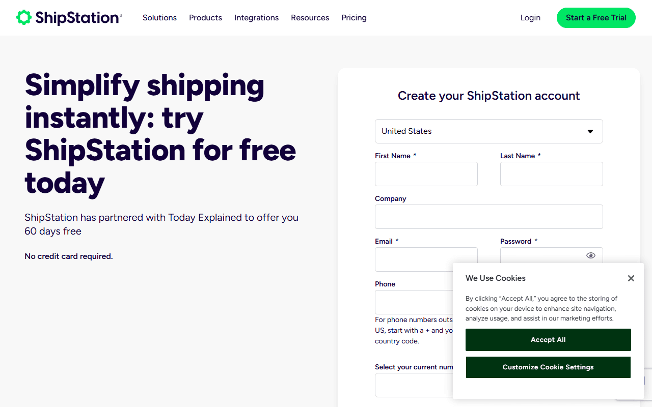 ShipStation sponsor landing page advertised on Today, Explained
