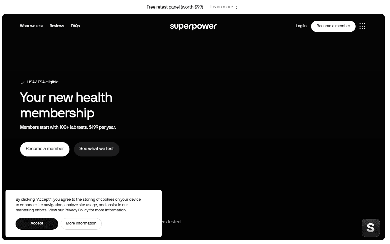 Superpower sponsor landing page advertised on The President's Daily Brief