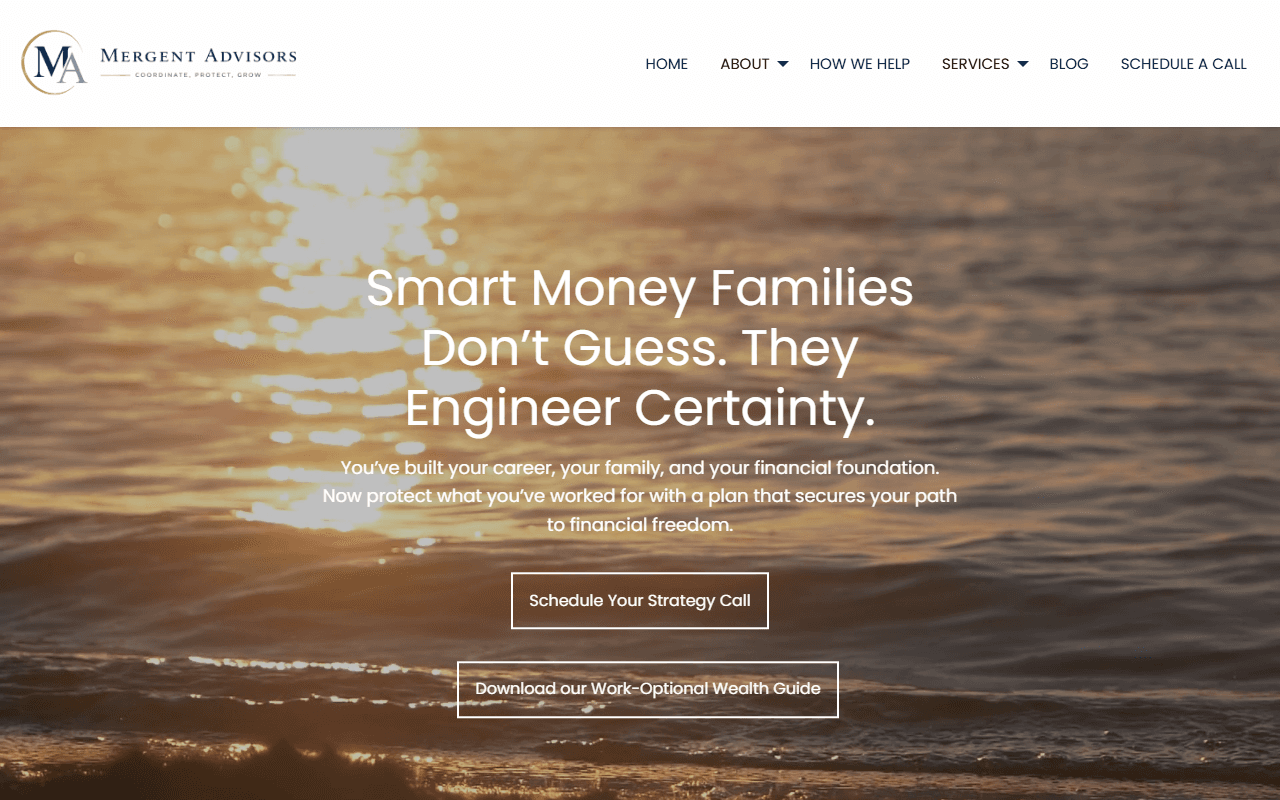 Mergent Advisors sponsor landing page advertised on Money Tree Investing