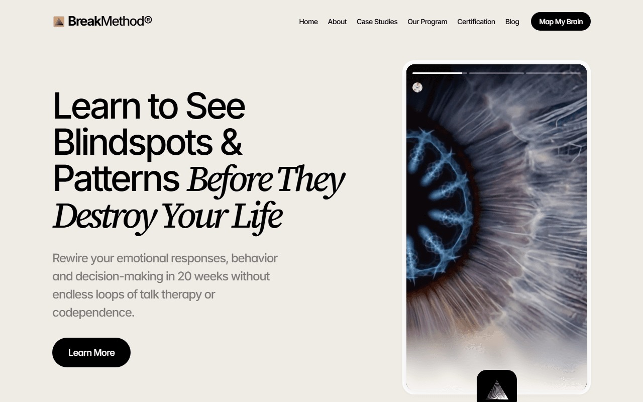 Break Method sponsor landing page advertised on Decoded | Unlock The Secrets of Human Behavior, Emotion and Motivation