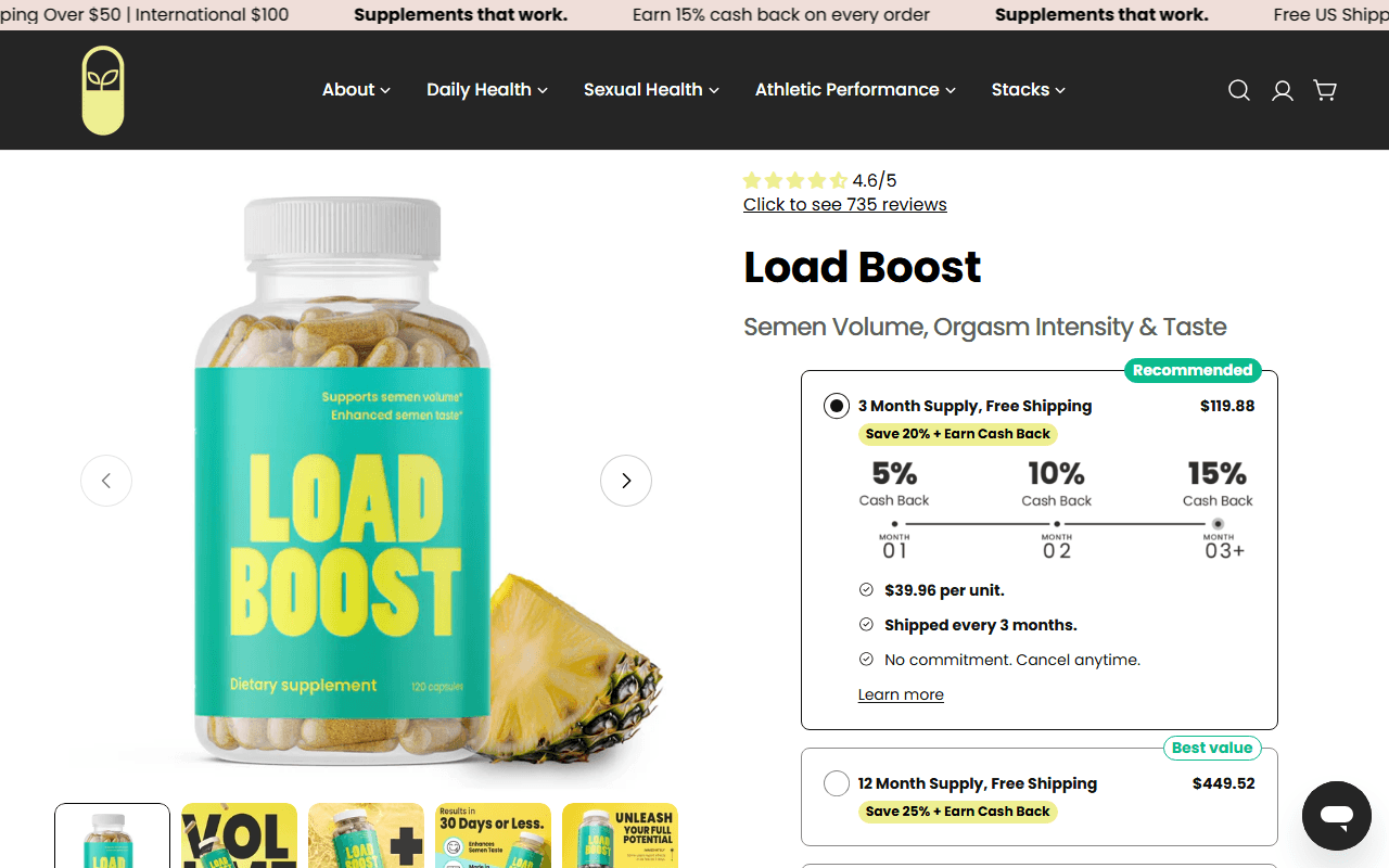 Load Boost by VB Health sponsor landing page advertised on Savage Lovecast