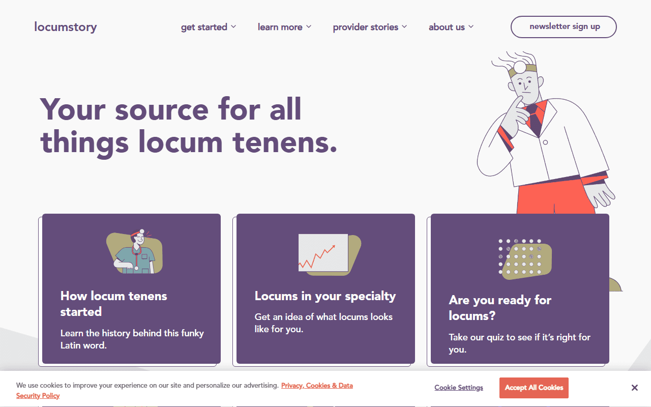 Locum Story sponsor landing page advertised on The Curbsiders Internal Medicine Podcast