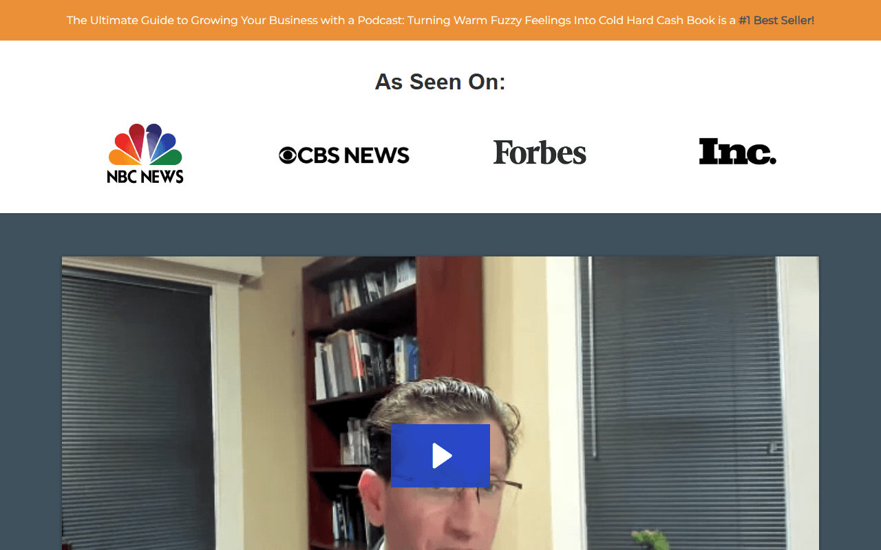 The Ultimate Guide to Growing Your Business with a Podcast sponsor landing page advertised on SharkPreneur