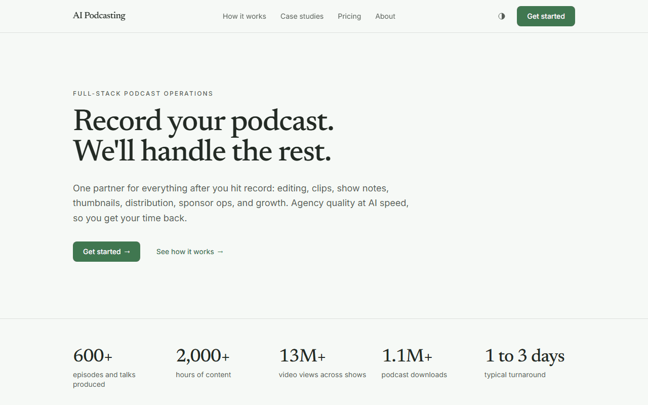 AI Podcasting sponsor landing page advertised on "The Cognitive Revolution" | AI Builders, Researchers, and Live Player Analysis