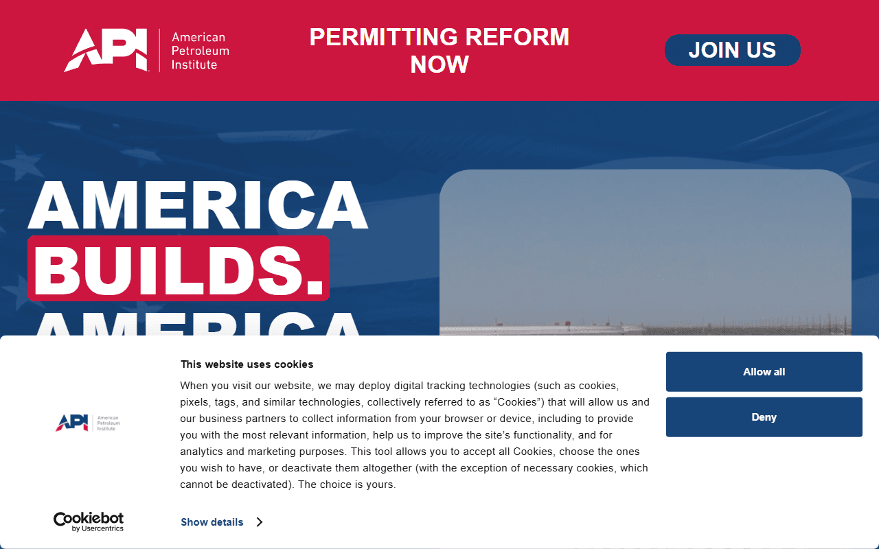 American Petroleum Institute sponsor landing page advertised on Ruthless Podcast