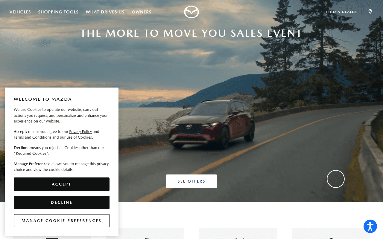 Mazda sponsor landing page advertised on CNBC's "Fast Money"