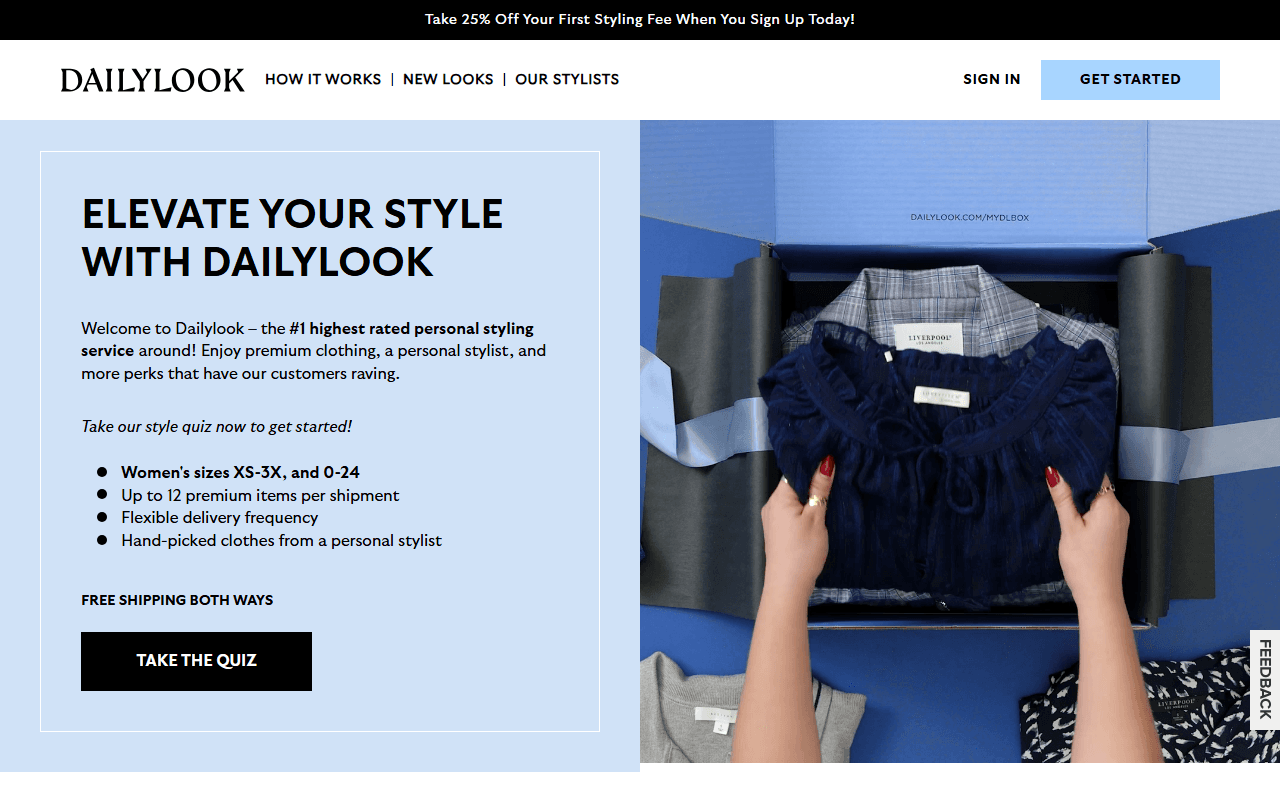 Daily Look sponsor landing page advertised on The Daily Beans