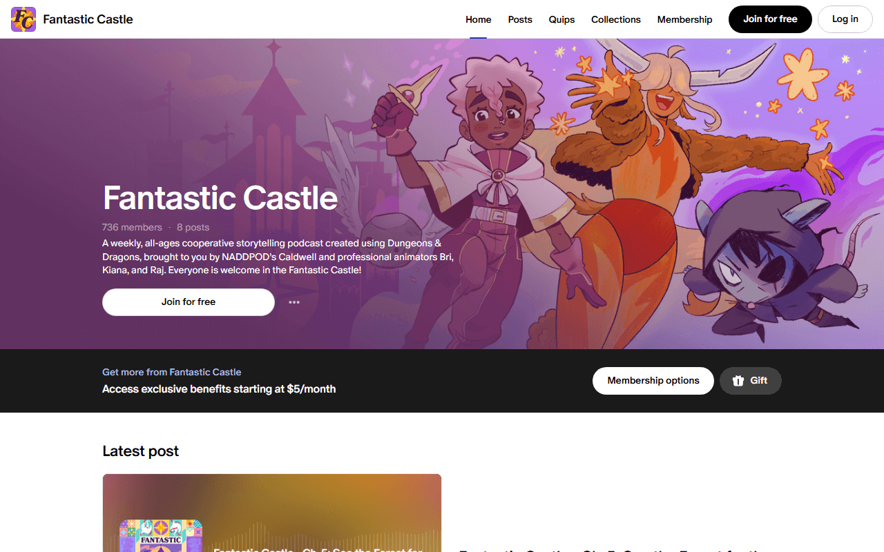Fantastic Castle sponsor landing page advertised on Not Another D&D Podcast