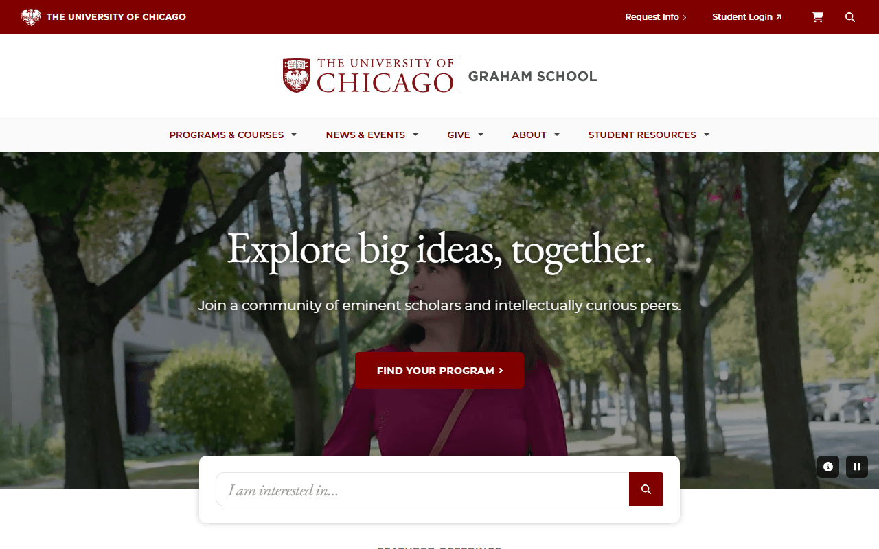 Graham School sponsor landing page advertised on Big Brains