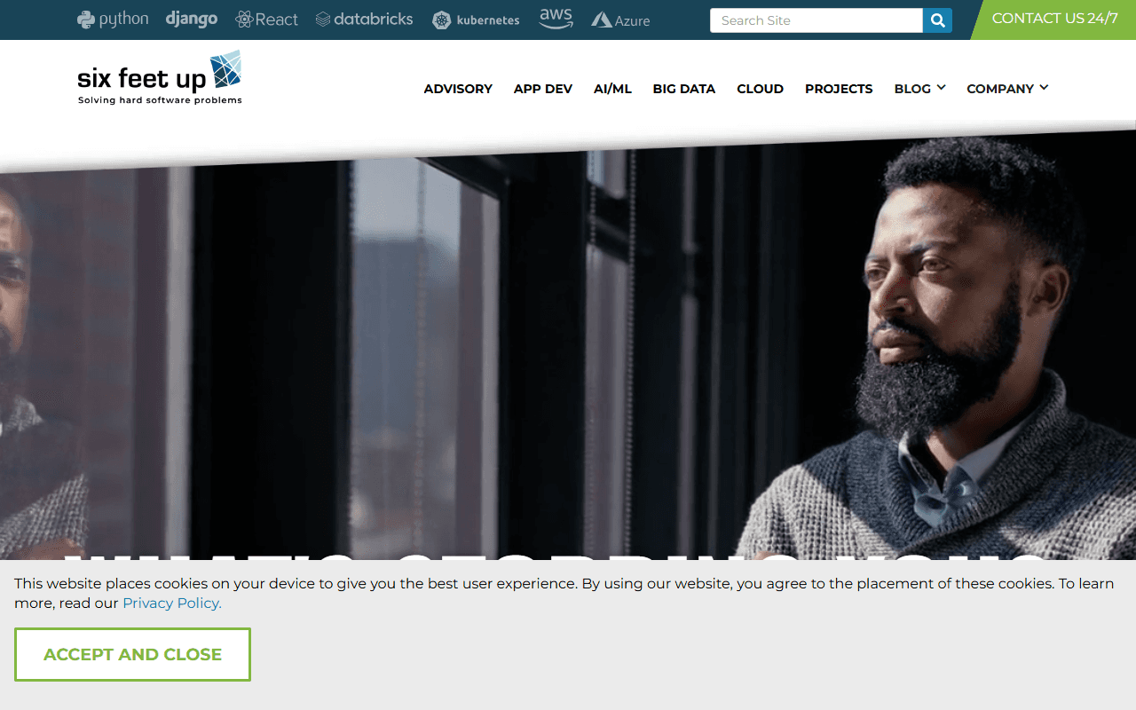 Six Feet Up sponsor landing page advertised on Talk Python To Me