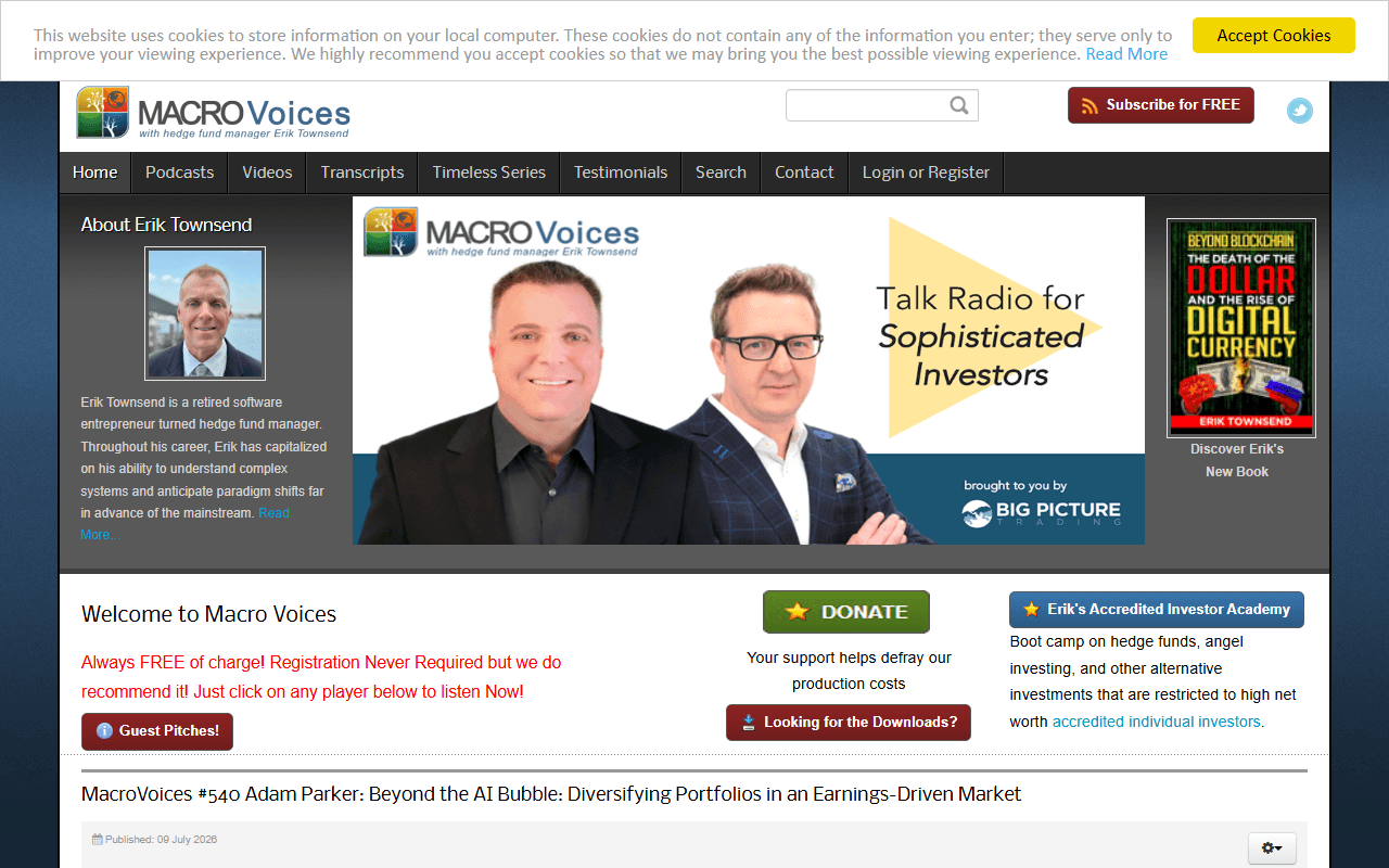 Macro Voices sponsor landing page advertised on Macro Voices