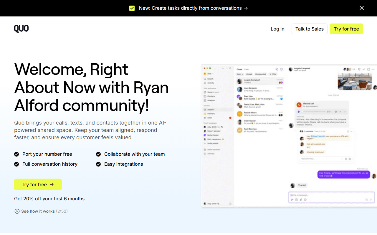 Quo sponsor landing page advertised on The Radcast with Ryan Alford