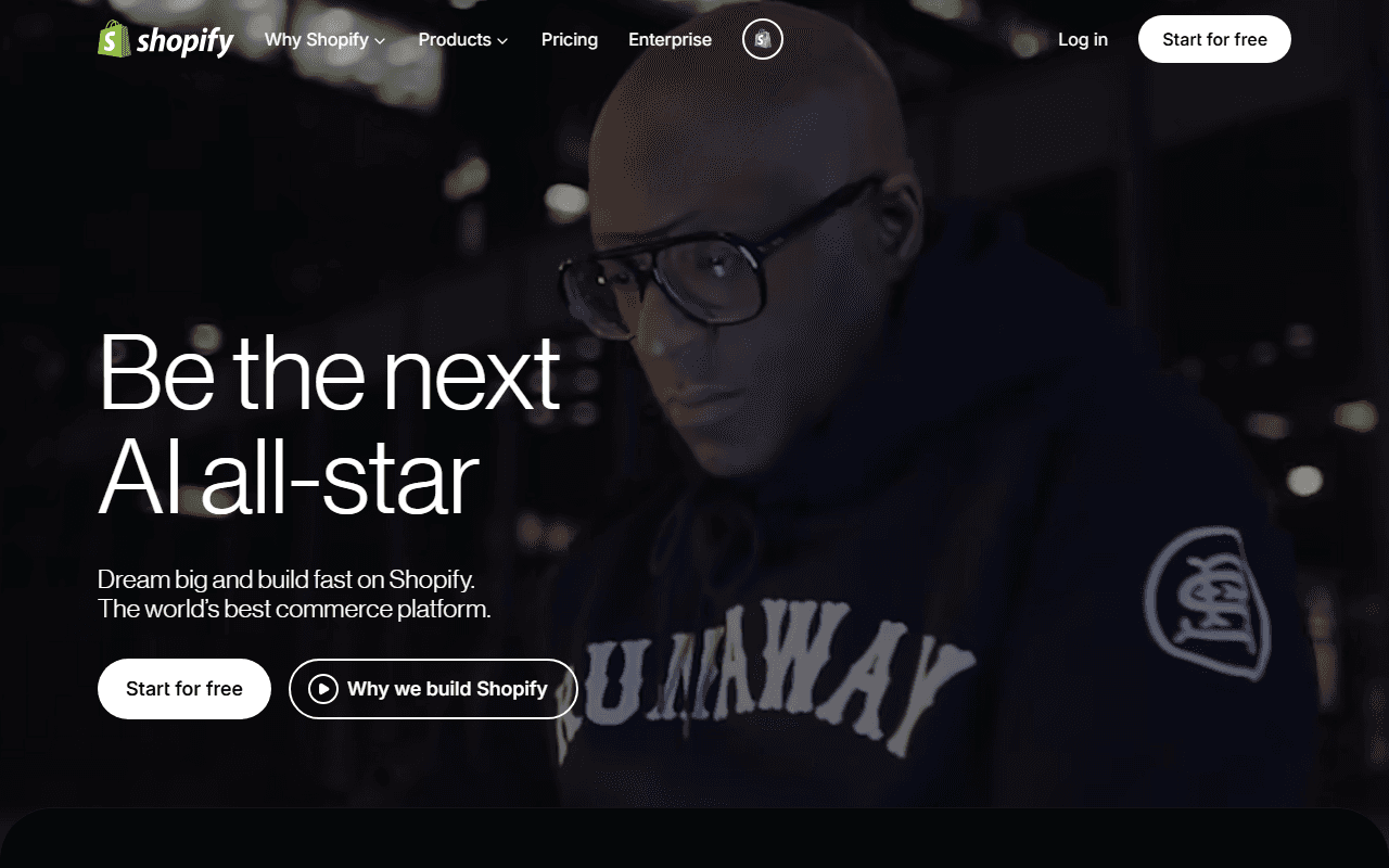 Shopify sponsor landing page advertised on Young and Profiting with Hala Taha
