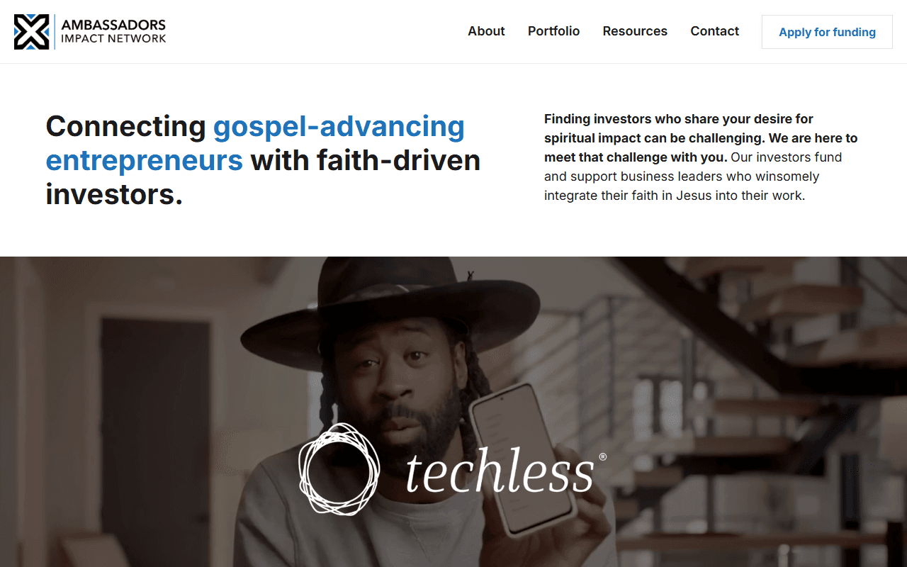 Ambassadors Impact Network sponsor landing page advertised on The World and Everything In It