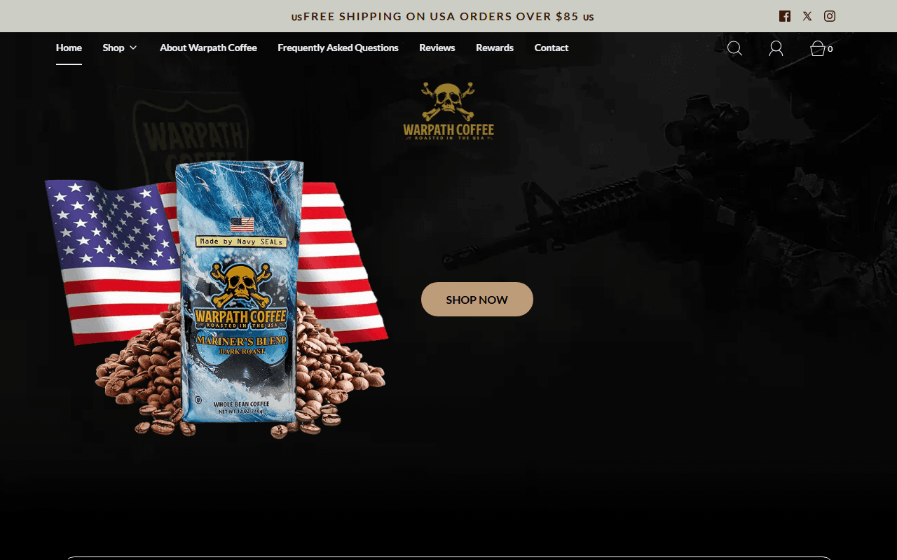 WarPath Coffee sponsor landing page advertised on Bannon`s War Room
