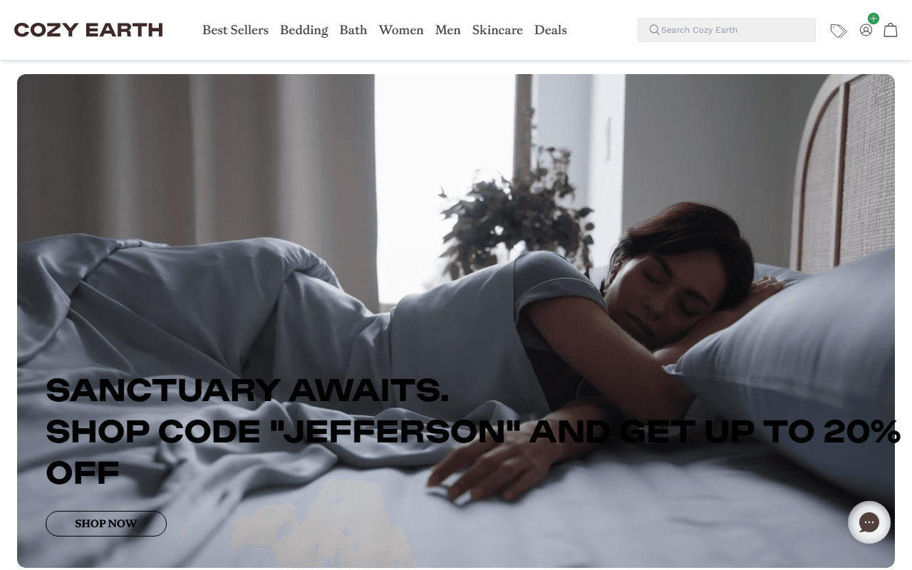 Cozy Earth sponsor landing page advertised on The Jefferson Fisher Podcast