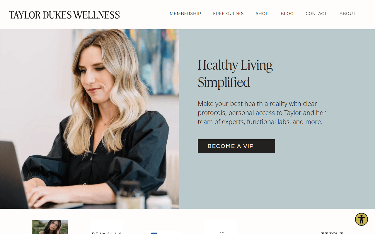 Taylor Diggs Wellness sponsor landing page advertised on The Spillover with Alex Clark