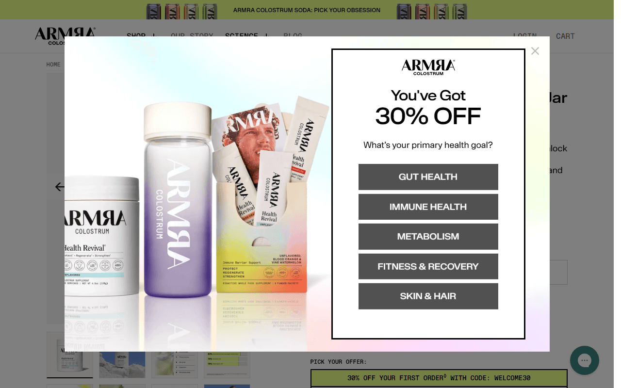 Armra sponsor landing page advertised on EXPANDED Podcast by To Be Magnetic™
