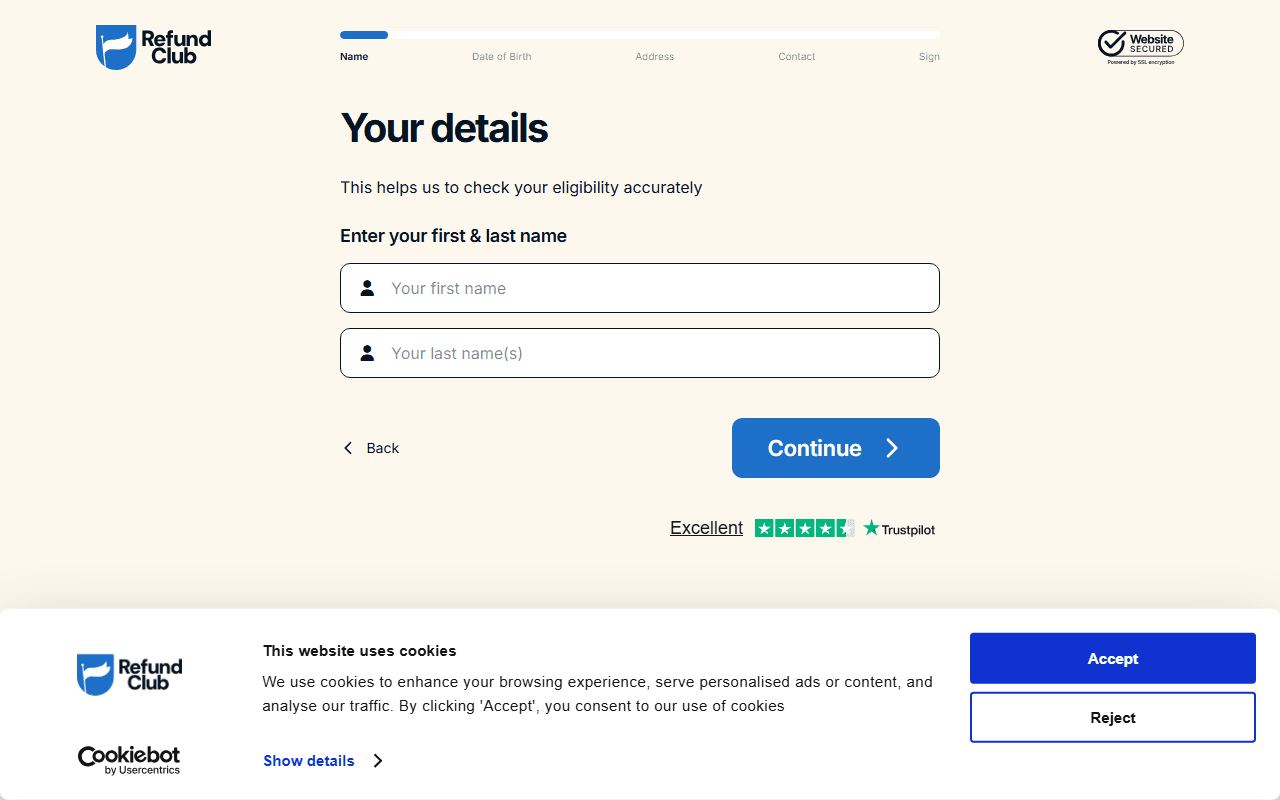 Refund Club sponsor landing page advertised on We Have Ways of Making You Talk