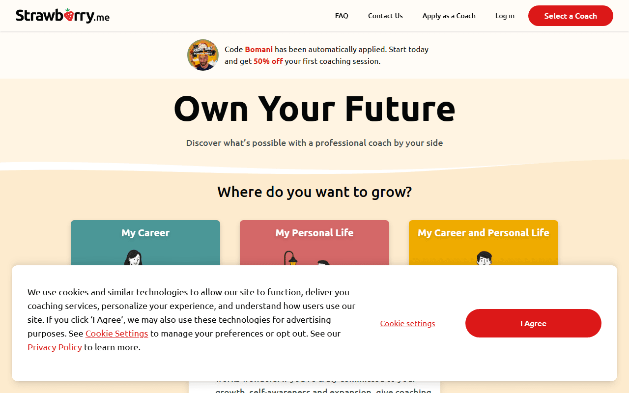 strawberry.me sponsor landing page advertised on The Right Time with Bomani Jones