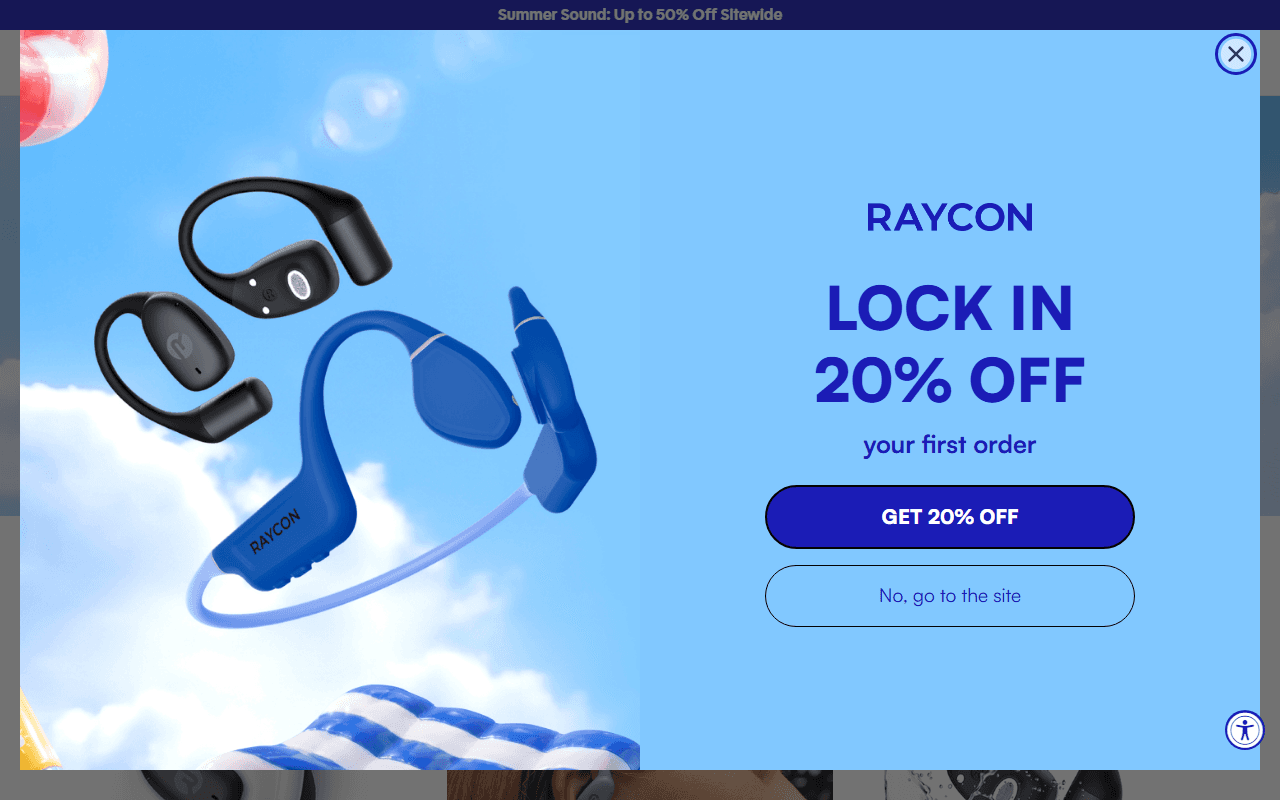 Raycon sponsor landing page advertised on The Right Time with Bomani Jones